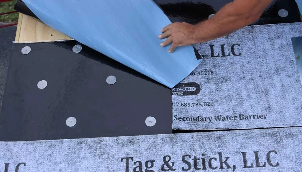 demonstrating roofing underlayment